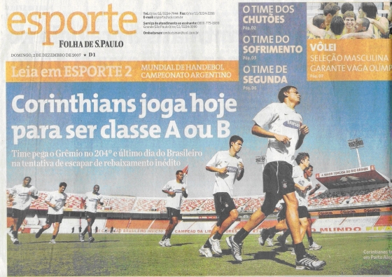 Capa da Folha de São Paulo se utiliza de termos como 'classe A' e 'classe B' para explicar possibilidade de queda. 